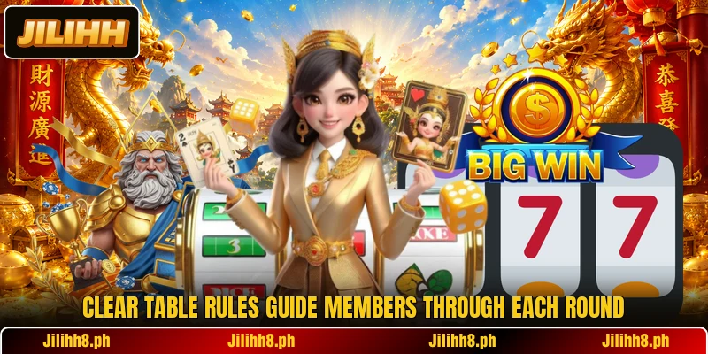 Clear table rules guide members through each round Clear table rules guide members through each round