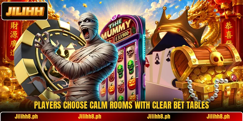 Players choose calm rooms with clear bet tables Players choose calm rooms with clear bet tables