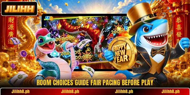 Room choices guide fair pacing before play Room choices guide fair pacing before play