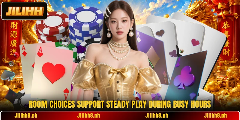 Room choices support steady play during busy hours Room choices support steady play during busy hours